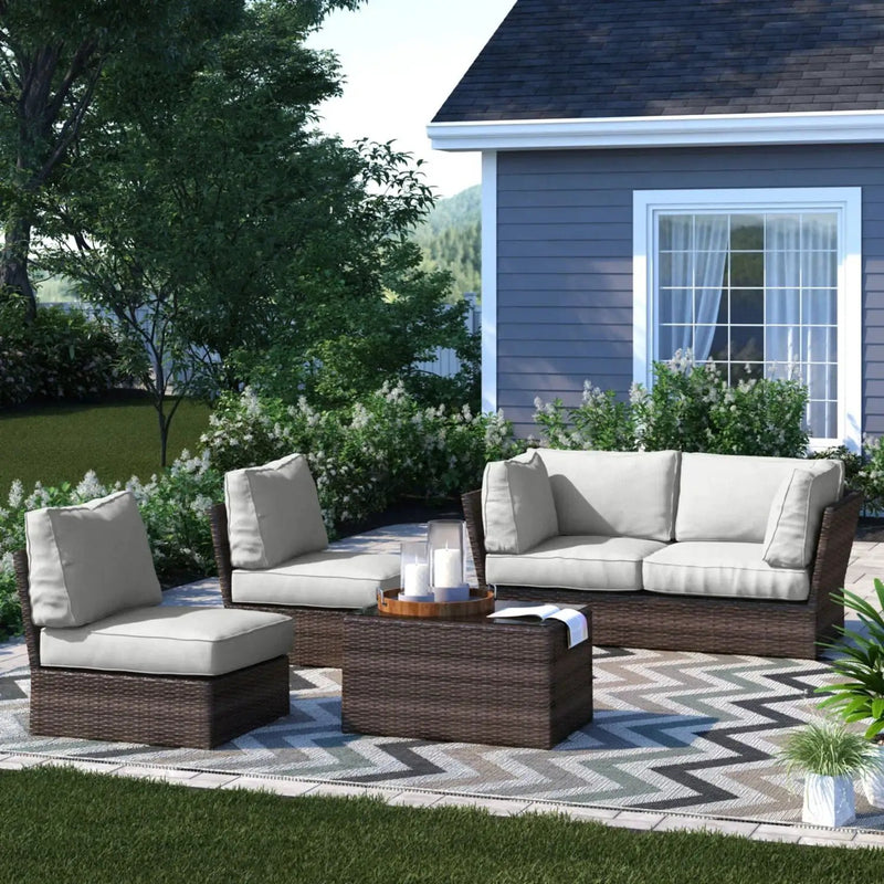 Comfortable Modern Patio Rattan Sectional Set With Cushions by Unique Piece Furniture