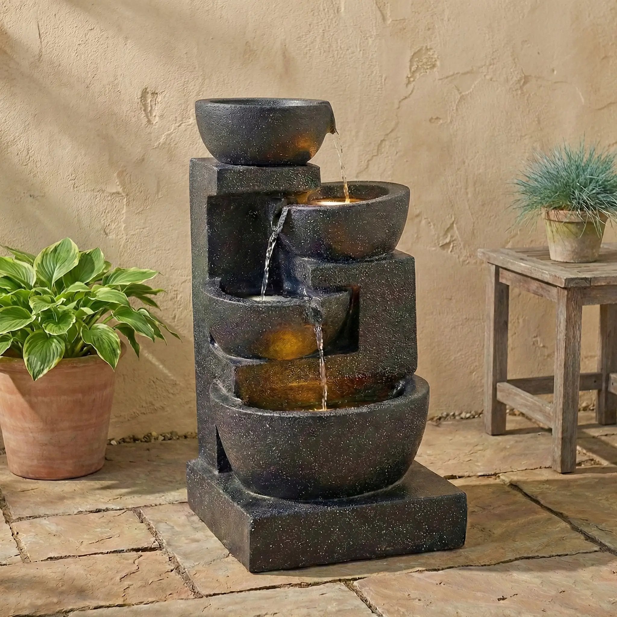 29-Inch Terrazzo Style LED Outdoor Indoor Water Fountain by HouseOfZazla