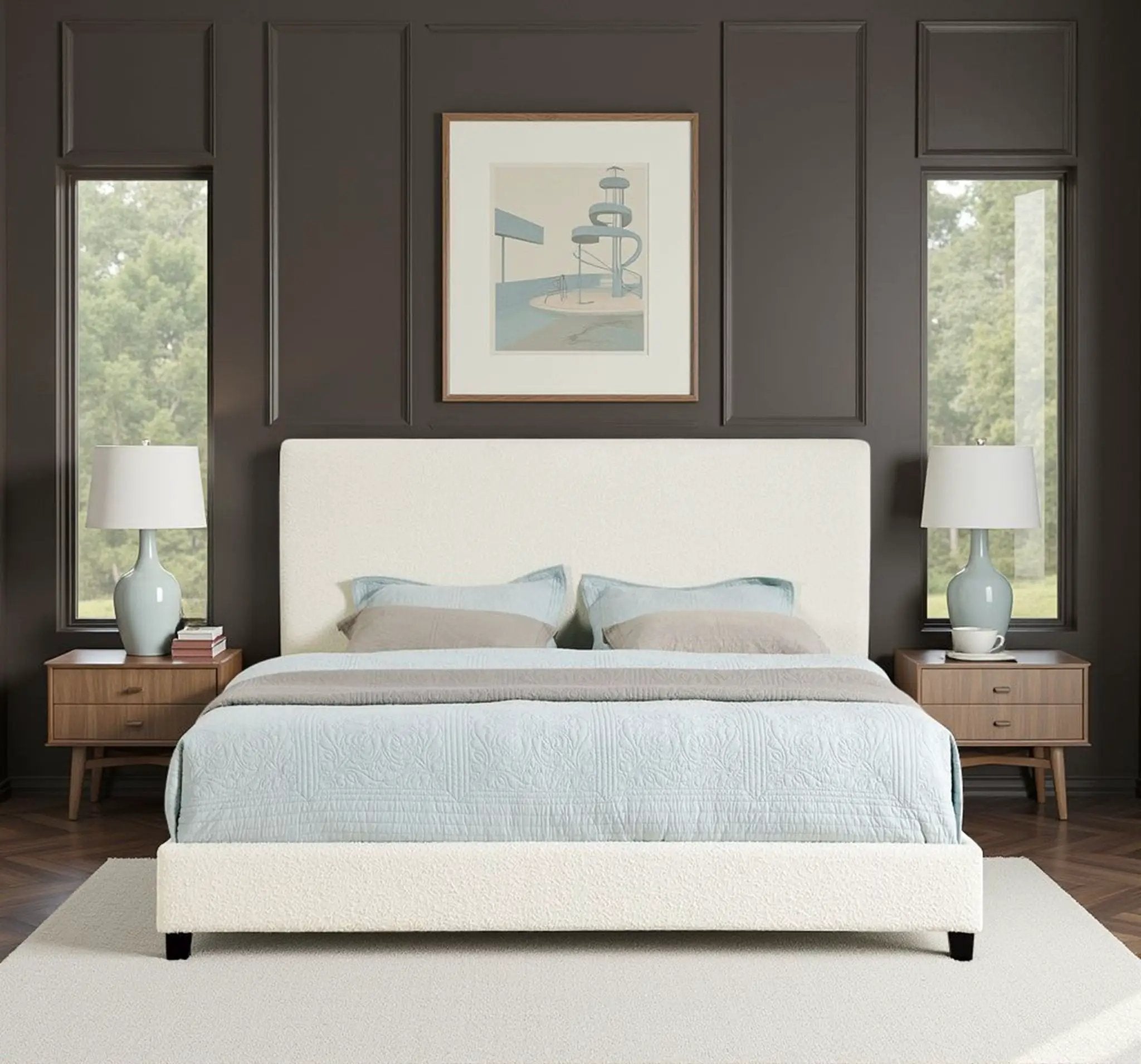 Platform Bed & Upholstered Headboard by Unique Piece Furniture