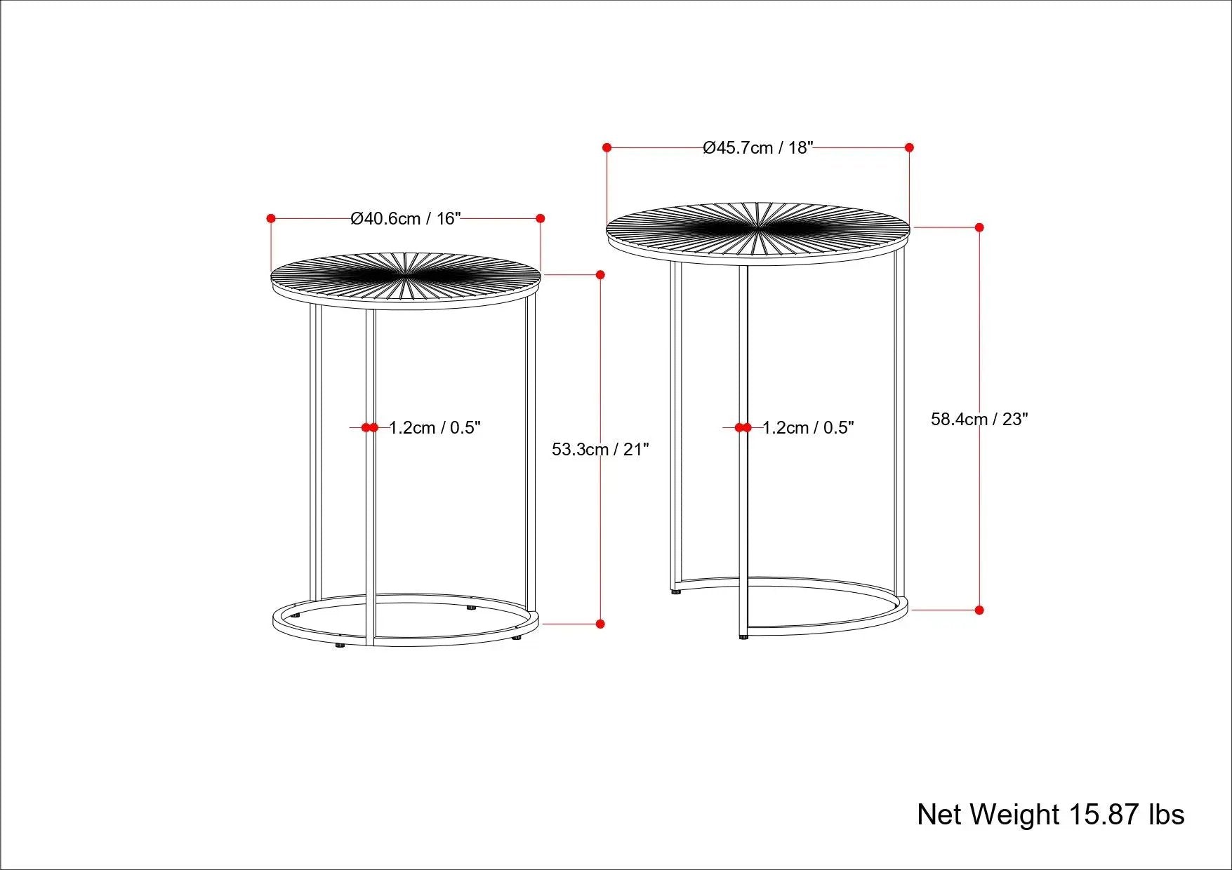 Drake - 2 Piece Nesting Table - Antique Nickel / Antique Copper by HouseOfZazla