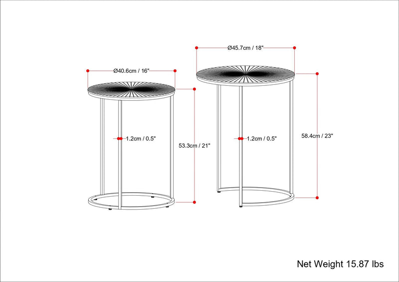 Drake - 2 Piece Nesting Table - Antique Nickel / Antique Copper by HouseOfZazla
