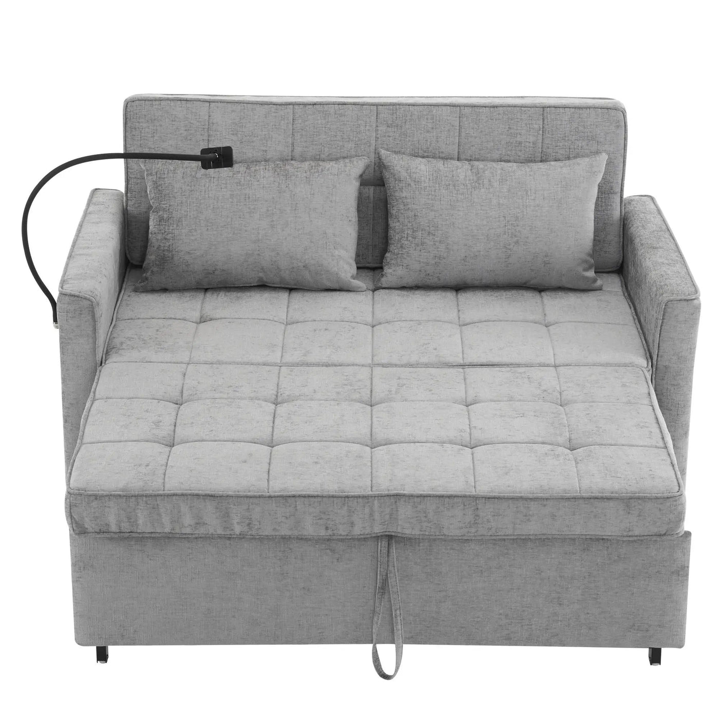 Pull-Out Sleeper Sofa With Reversible Backrest Cushion, Side Pockets, 2 USB Ports And A Phone Holder For Living Room by HouseOfZazla