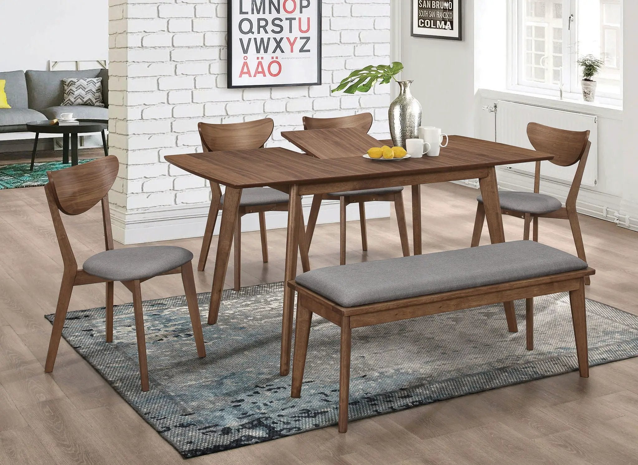 Alfredo 63-inch Extension Leaf Dining Table Natural Walnut by Unique Piece Furniture