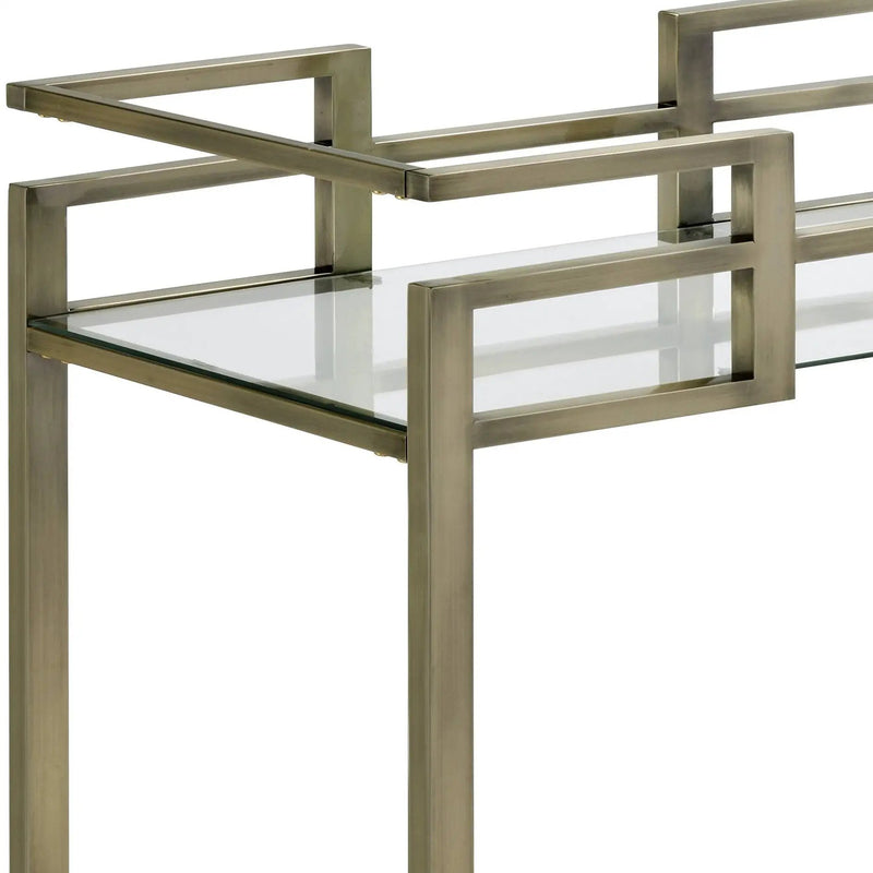 Neilo Clear Glass Faux Marble Top Serving Cart by HouseOfZazla