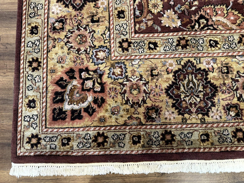 Indo Persian Rug 8x11, Eggplant & Tan, Allover Pattern, Wool Couristan Handmade Rug by Jewel Rugs
