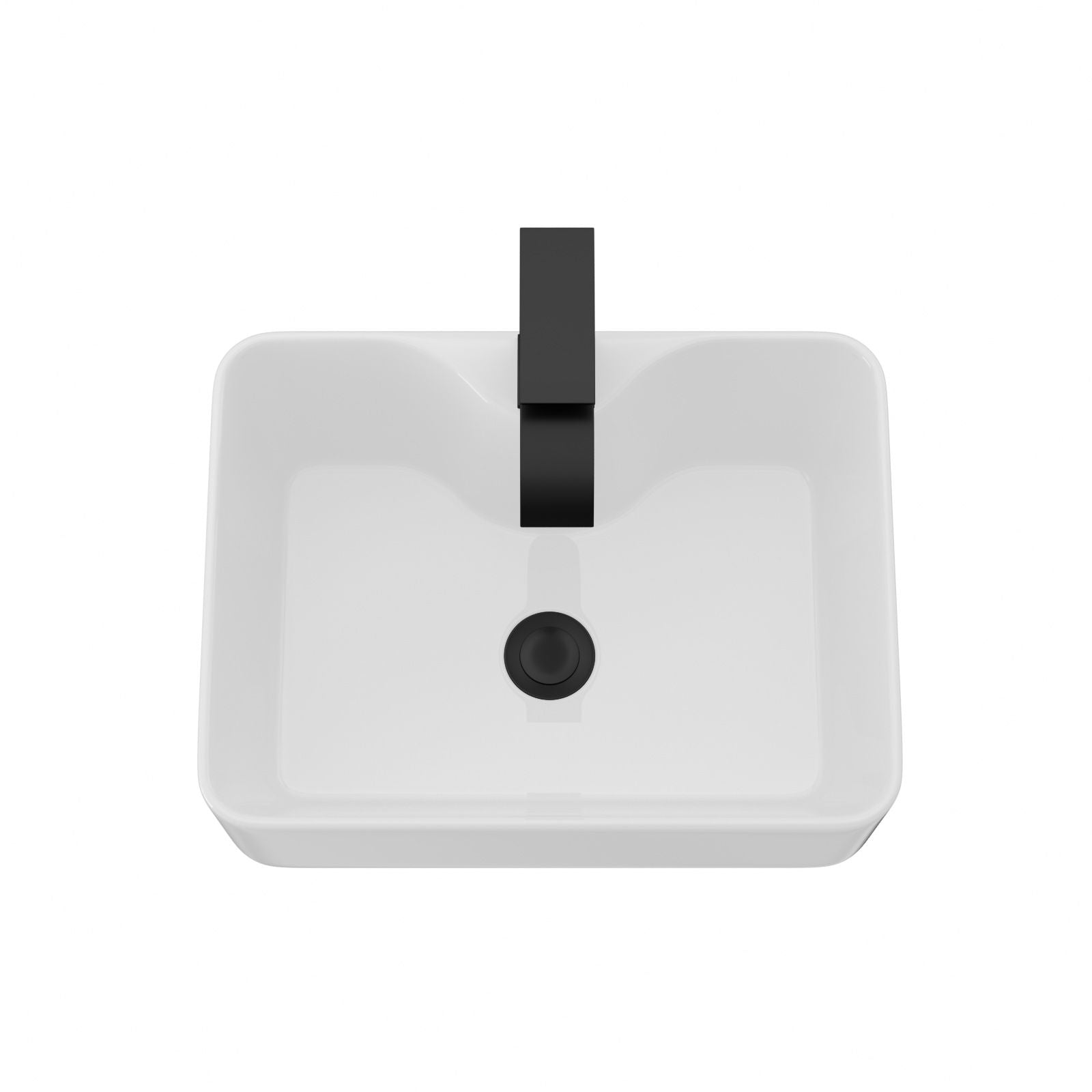 Rectangular Vessel Sink With Faucet & Drain - White / Black by HouseOfZazla