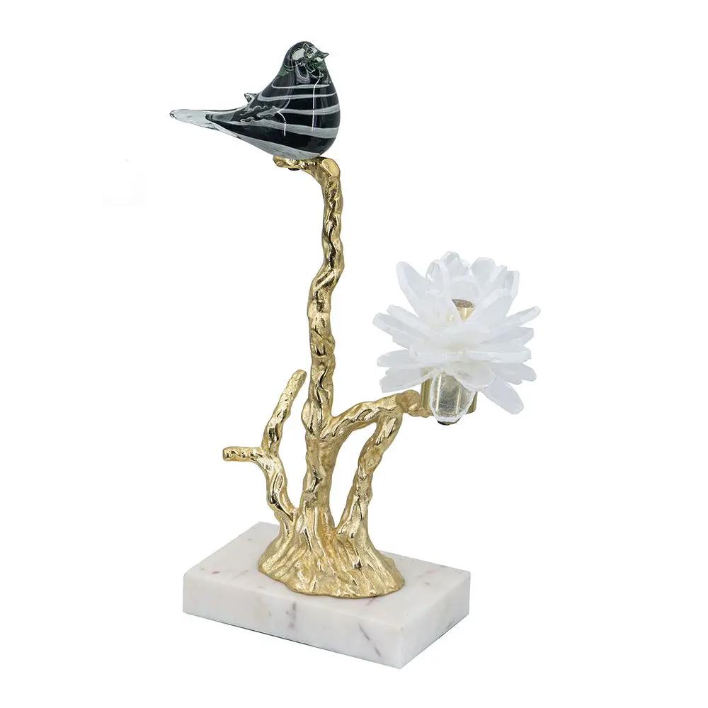 Aluminum Candle Holder With Marble Stand by Unique Piece Furniture