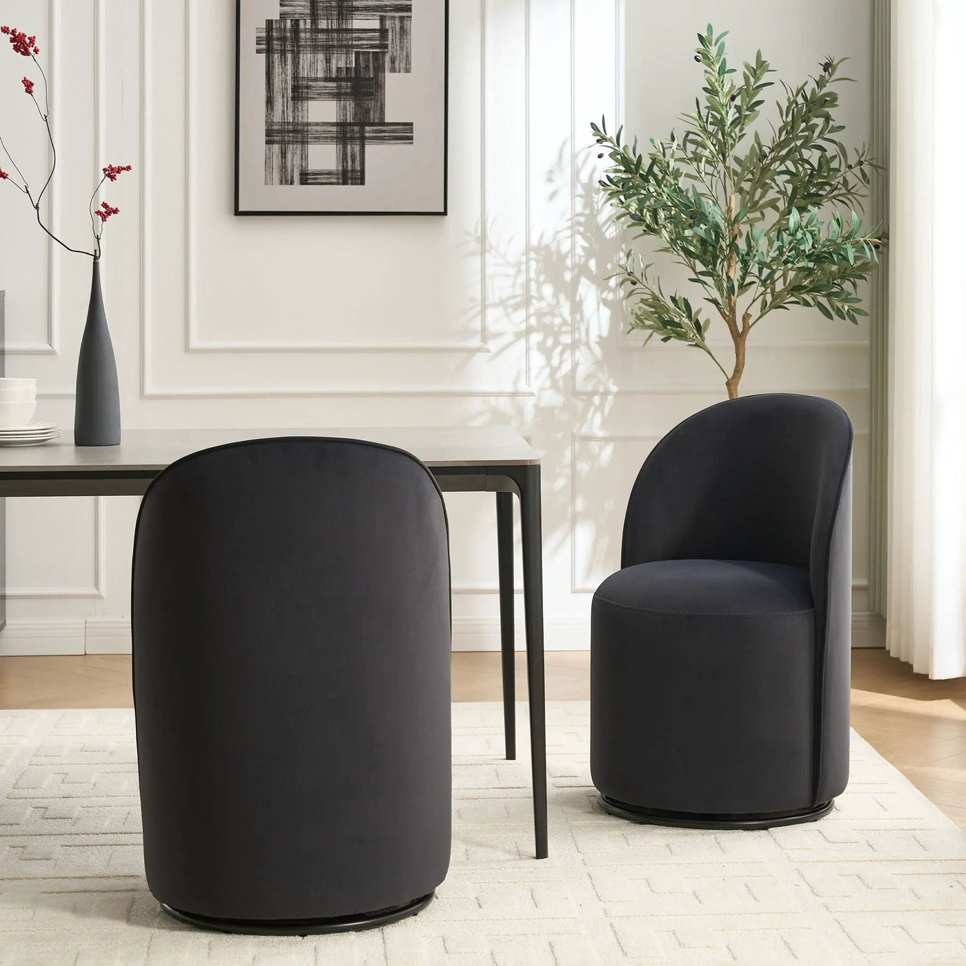 360 Degree Swivel Armless Dining Barrel Chair by Unique Piece Furniture