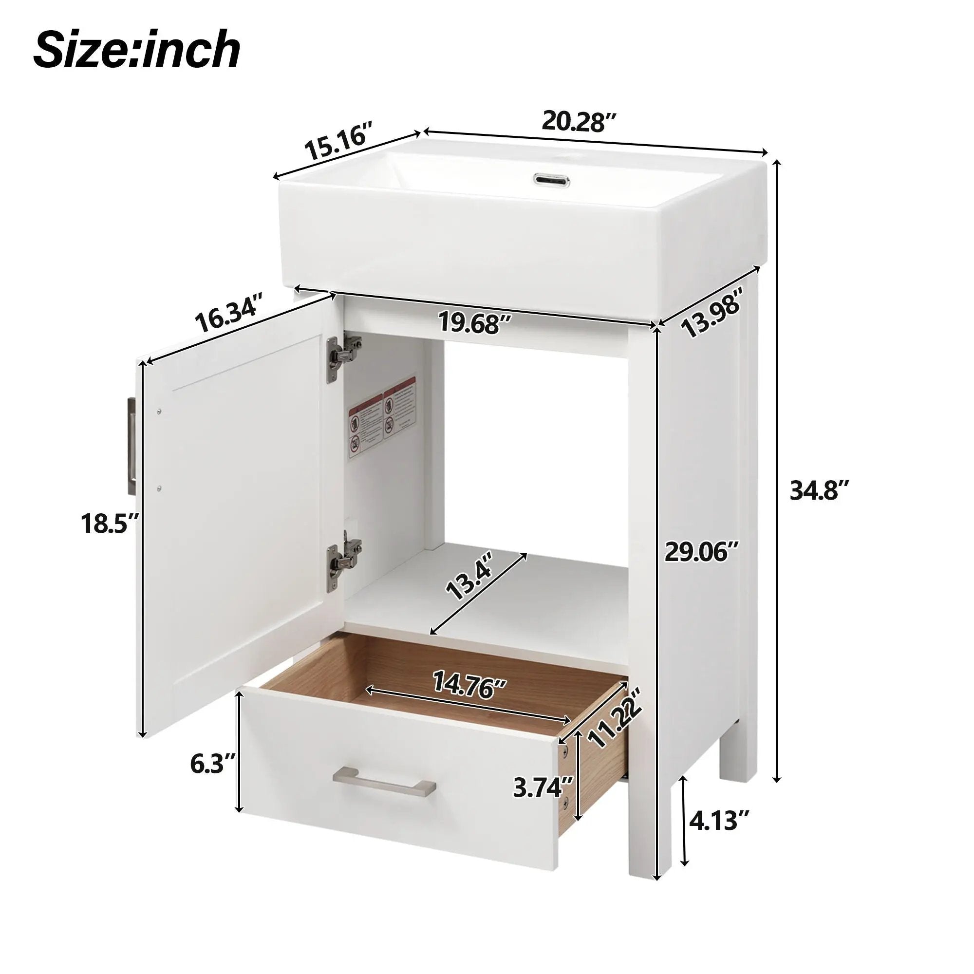 Bathroom Vanity With Sink, Frame And Drawer by Unique Piece Furniture