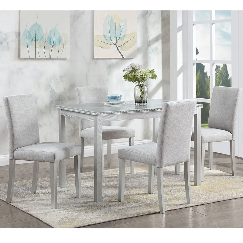 Dining Table Set With Crystal Decoration And Upholstered Chairs by HouseOfZazla