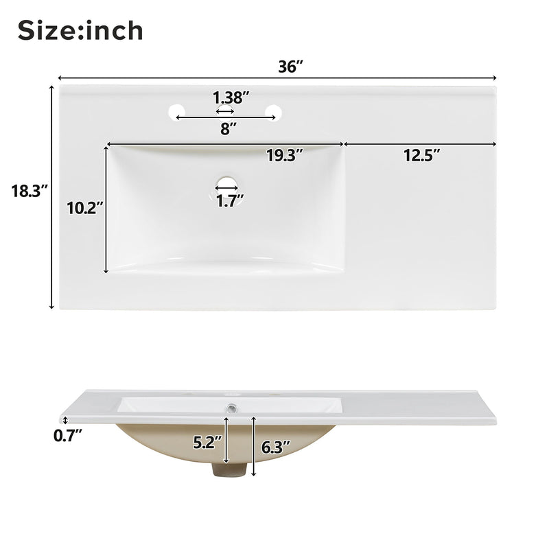 Bathroom Vanity, 2 Soft Close Doors, 3 Soft Close Drawers, Adjustable Shelf - Wood by HouseOfZazla