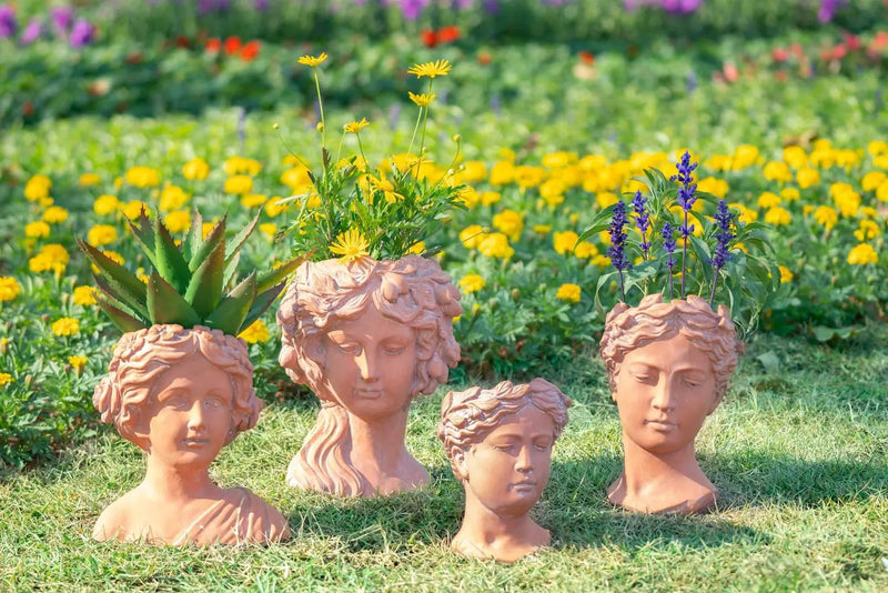 D6X9" Visage Head Bust Planter - Brown by HouseOfZazla