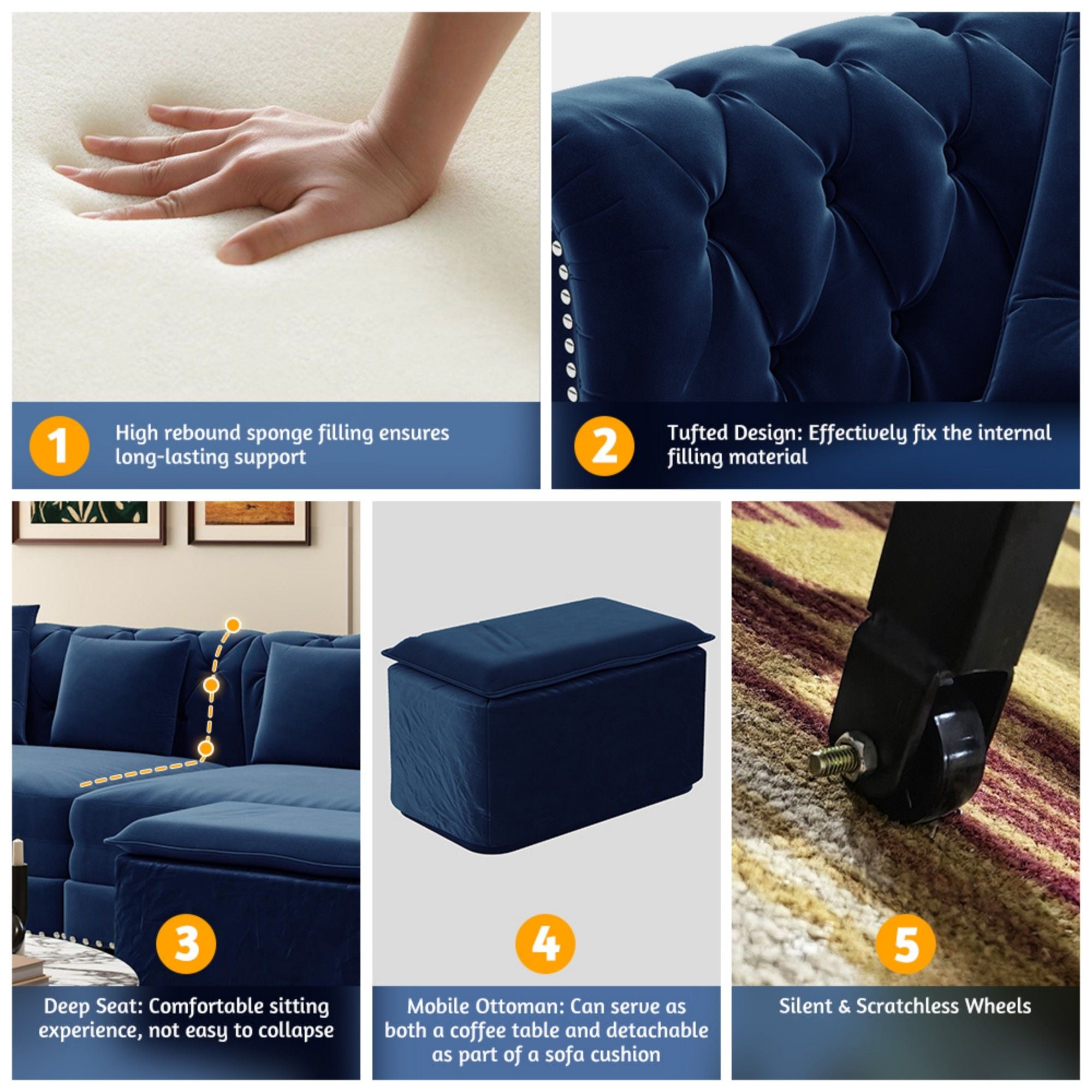 3 In 1 Convertible Sleeper Sofa Bed With Movable Ottoman by HouseOfZazla