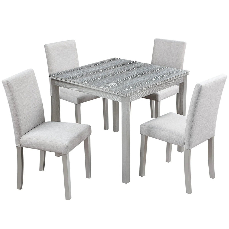 Dining Table Set With Crystal Decoration And Upholstered Chairs by Unique Piece Furniture
