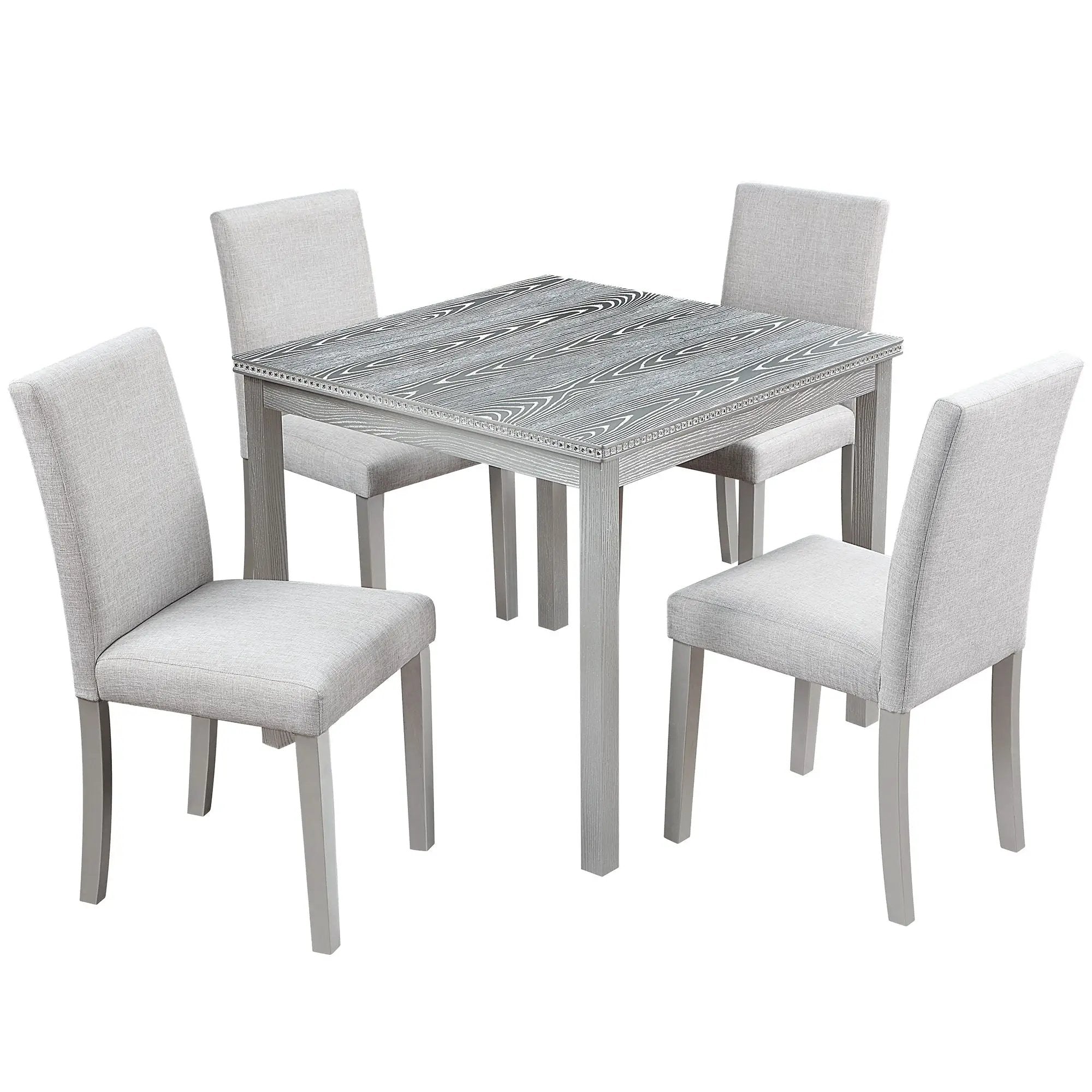 Dining Table Set With Crystal Decoration And Upholstered Chairs by HouseOfZazla