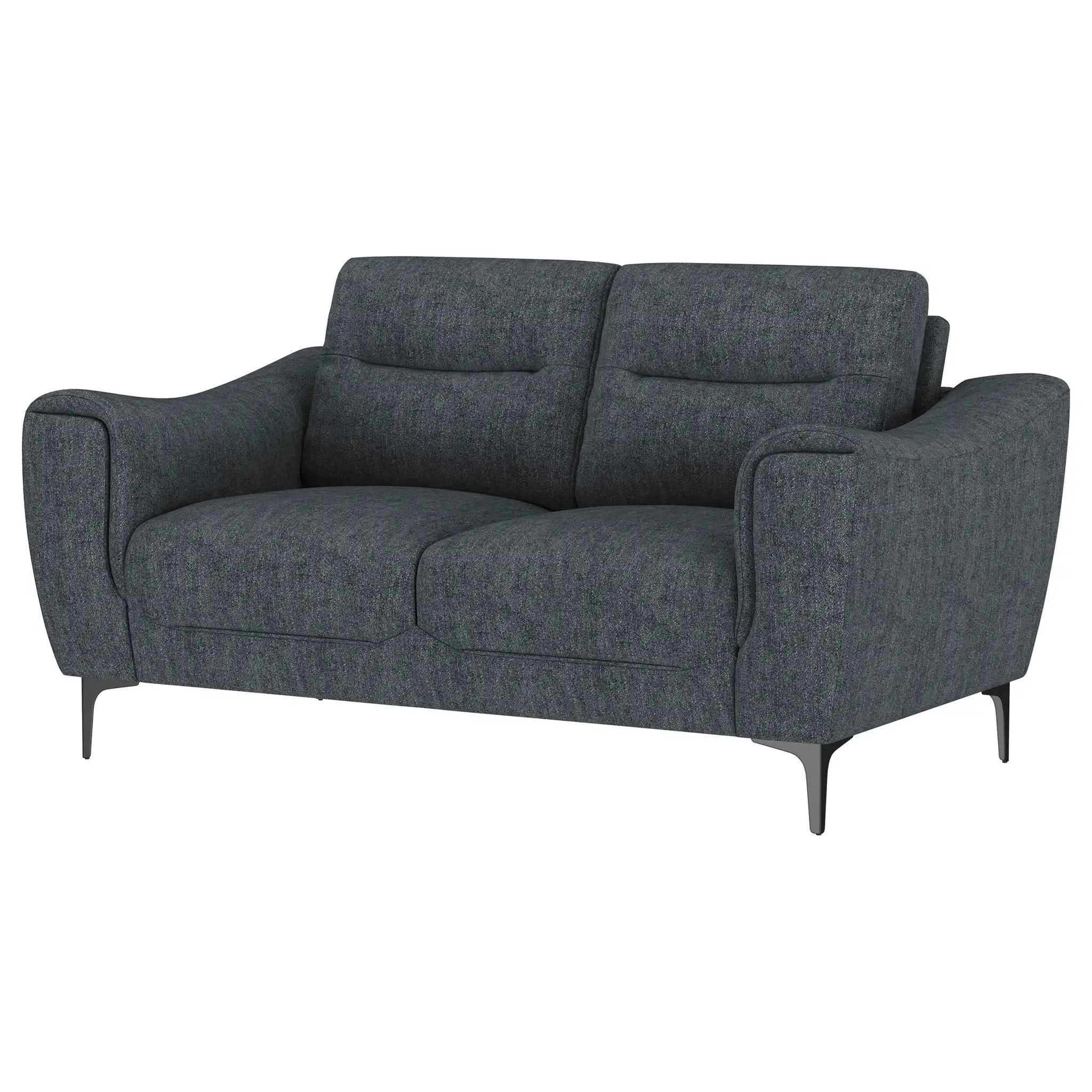 Oberle - Upholstered Sloped Track Arm Loveseat - Charcoal by HouseOfZazla