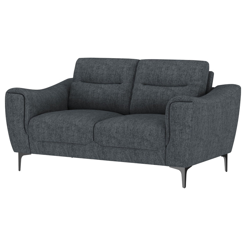 Oberle - Upholstered Sloped Track Arm Loveseat - Charcoal by HouseOfZazla
