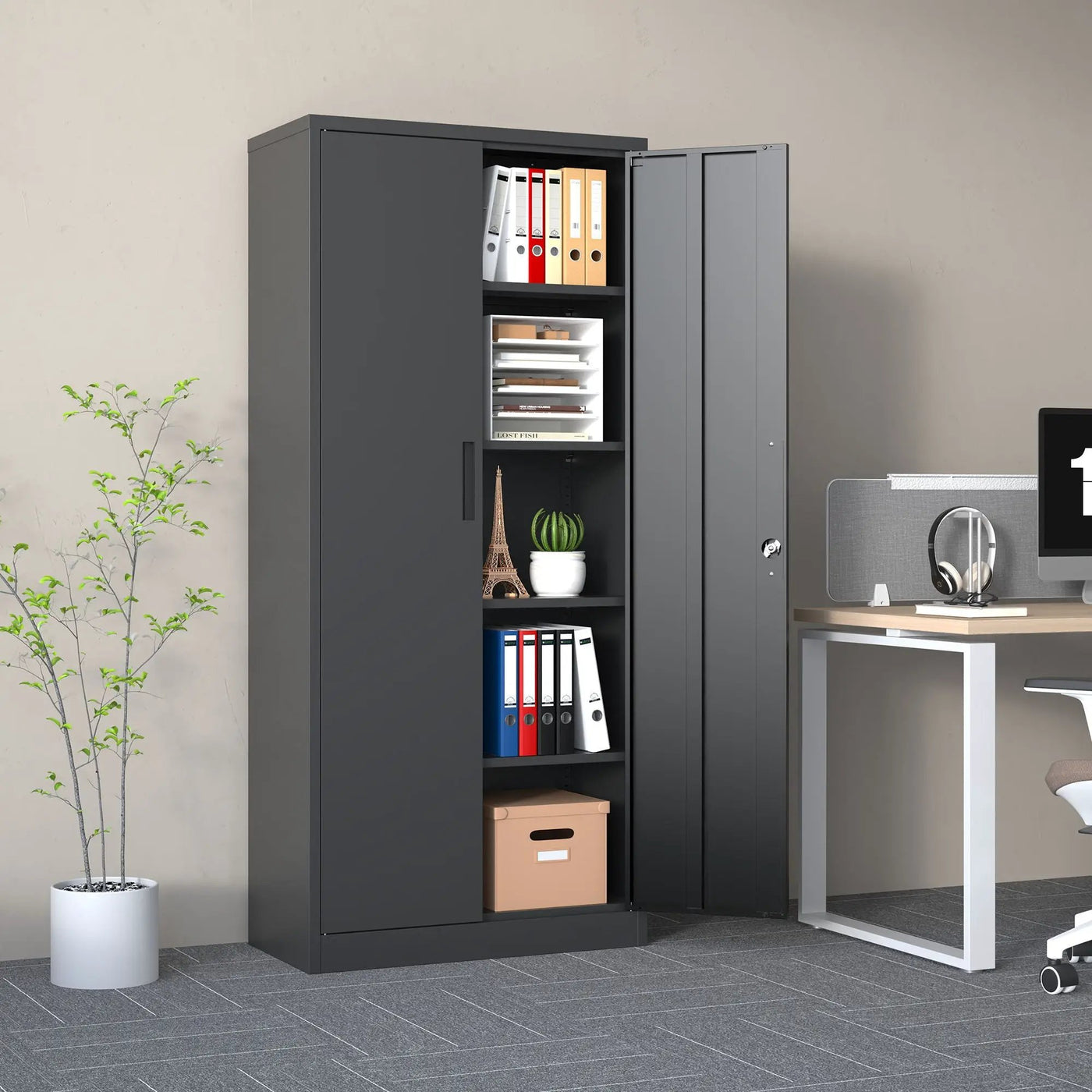 Heavy Metal Garage Storage Cabinet With Locking Doors, Steel, Adjustable Shelves by HouseOfZazla