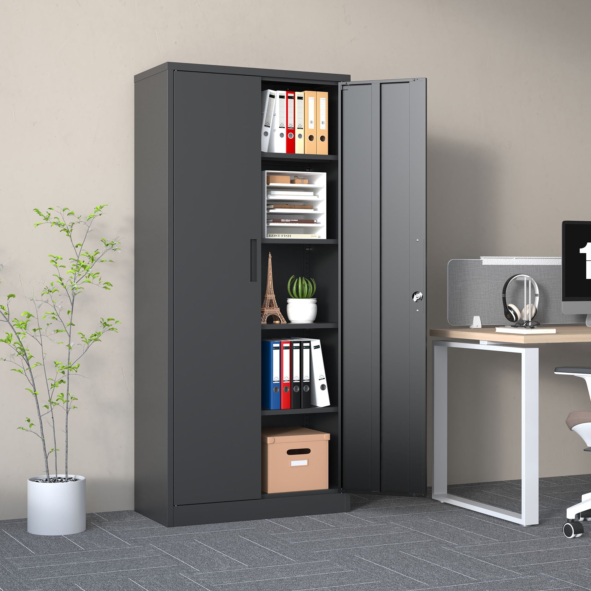 Heavy Metal Garage Storage Cabinet With Locking Doors, Steel, Adjustable Shelves by HouseOfZazla