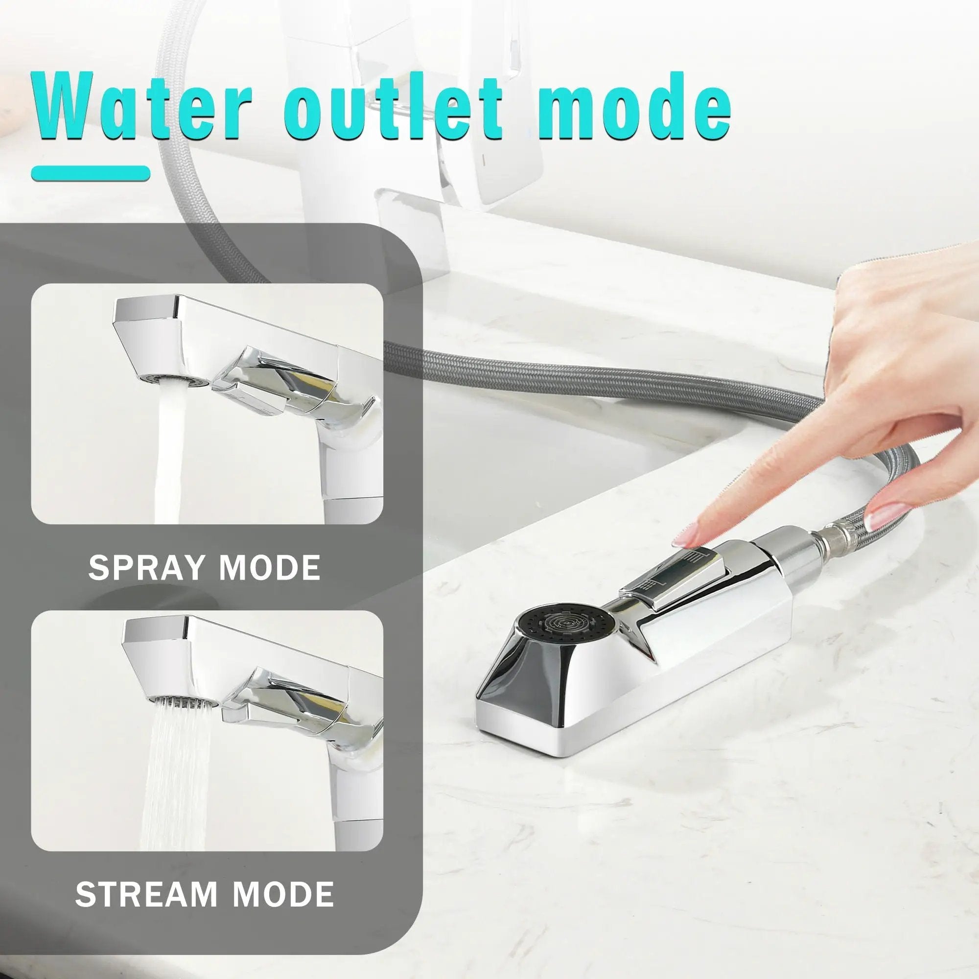 Modern Smart LED Bathroom Faucet With Temperature Digital Display And Pull Down Sprayer by HouseOfZazla