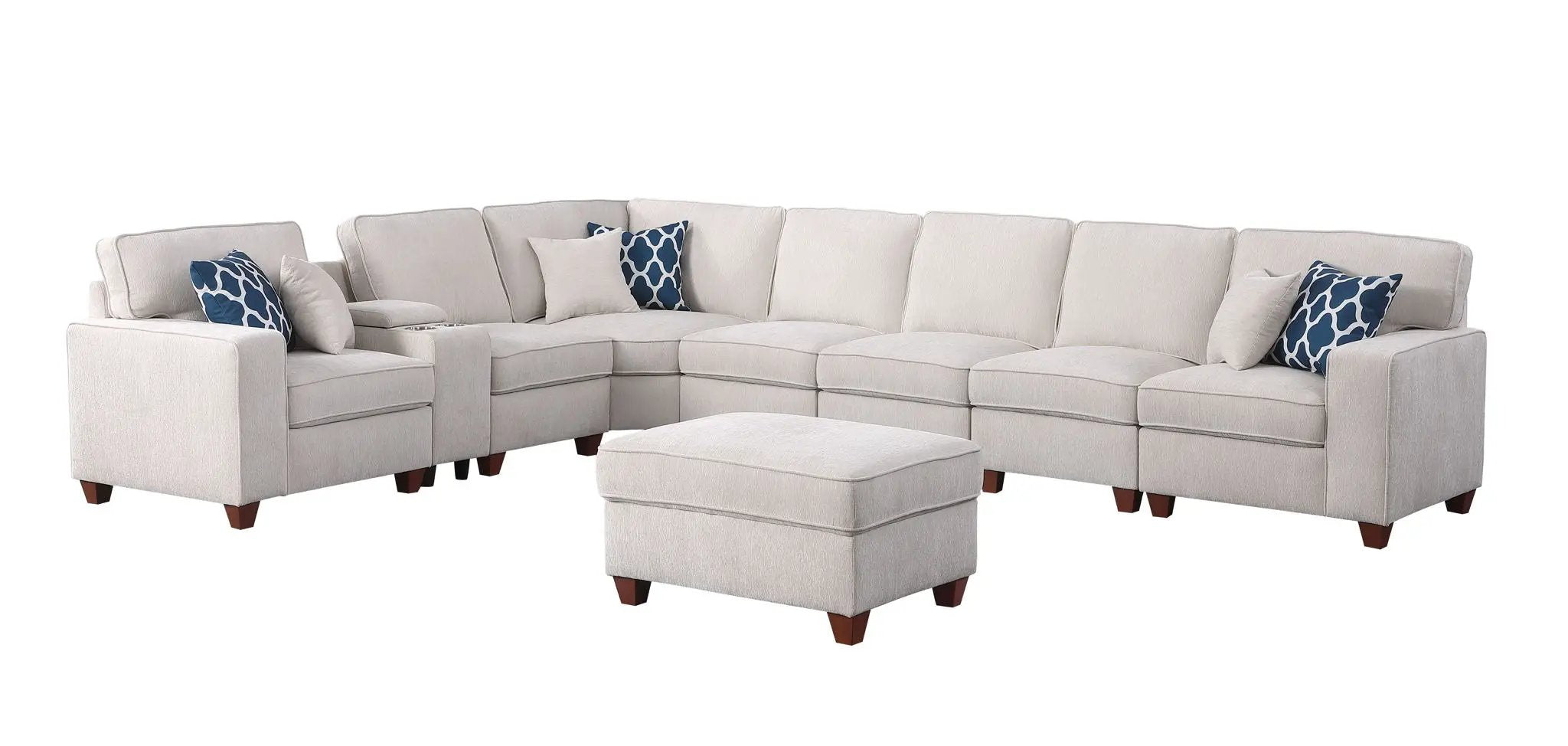 Ted - Sectional Sofa With Ottoman - Beige by Unique Piece Furniture