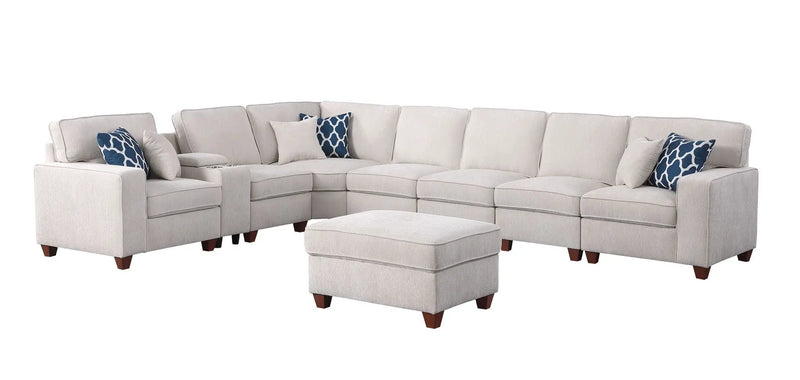 Ted - Sectional Sofa With Ottoman - Beige by Unique Piece Furniture
