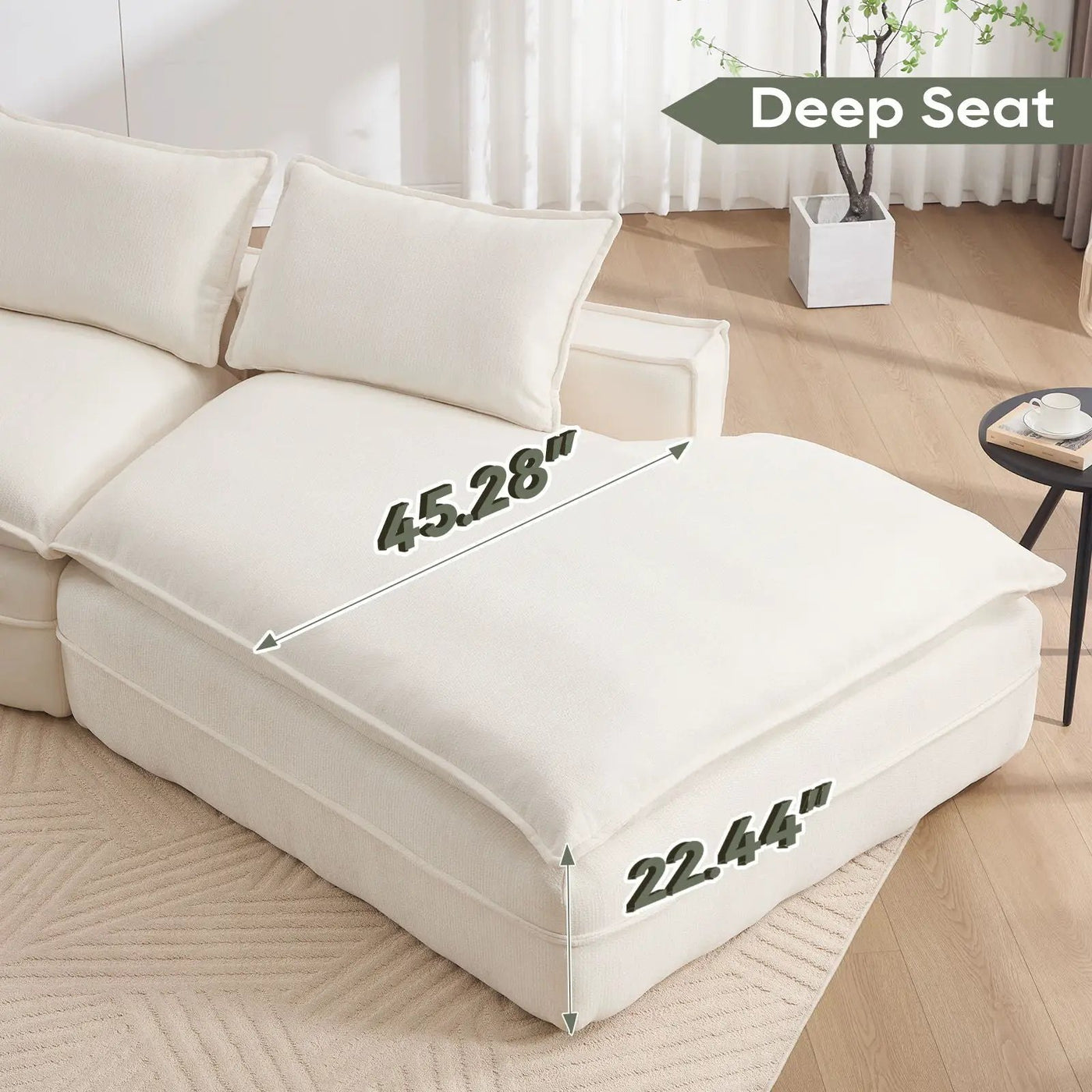Modern Minimalist Modular Sectional Sofa With Deep Seats And Right Facing Chaise by Unique Piece Furniture
