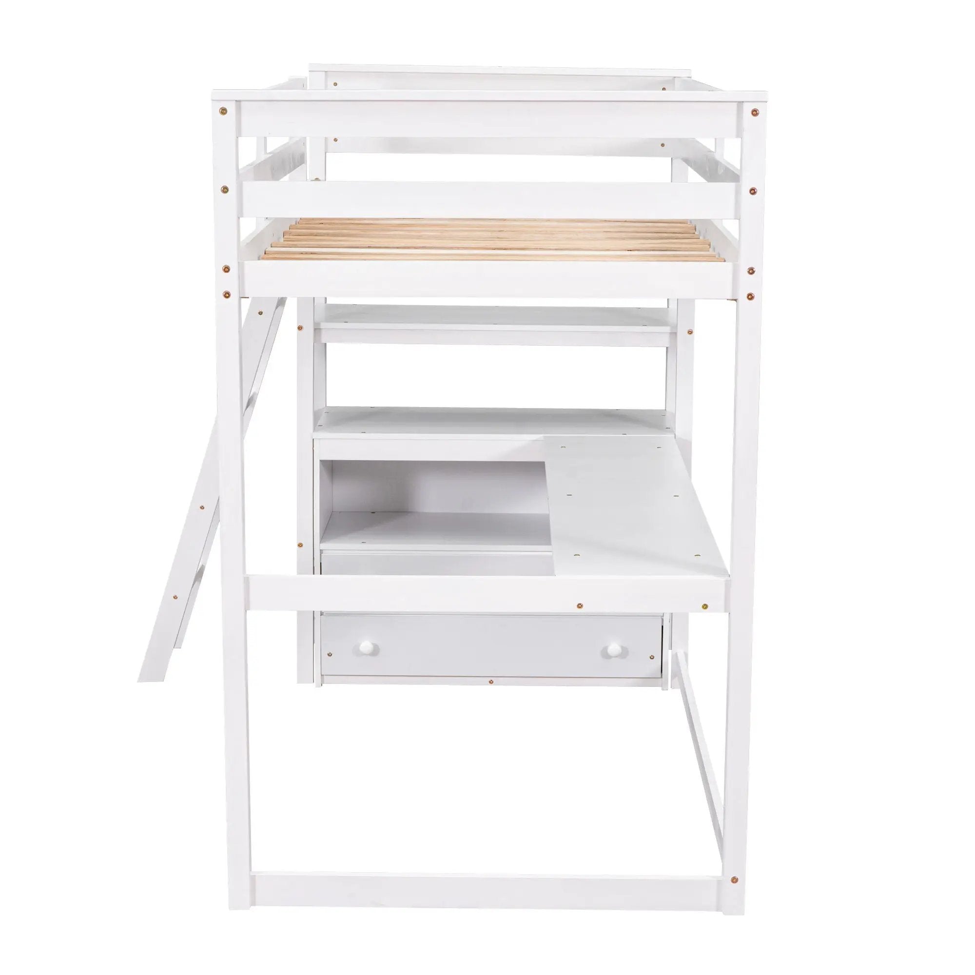 Modern Loft Bed With Built In Desk, Shelves, And 2 Drawers by HouseOfZazla