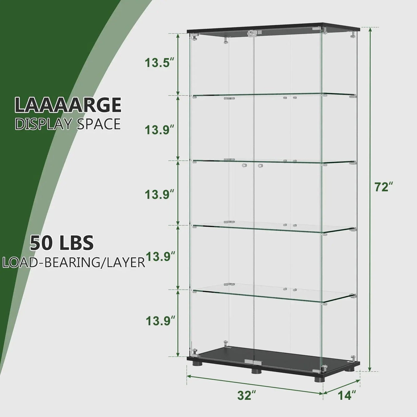 Display Cabinet With Shelf Double Doors And Lock by HouseOfZazla
