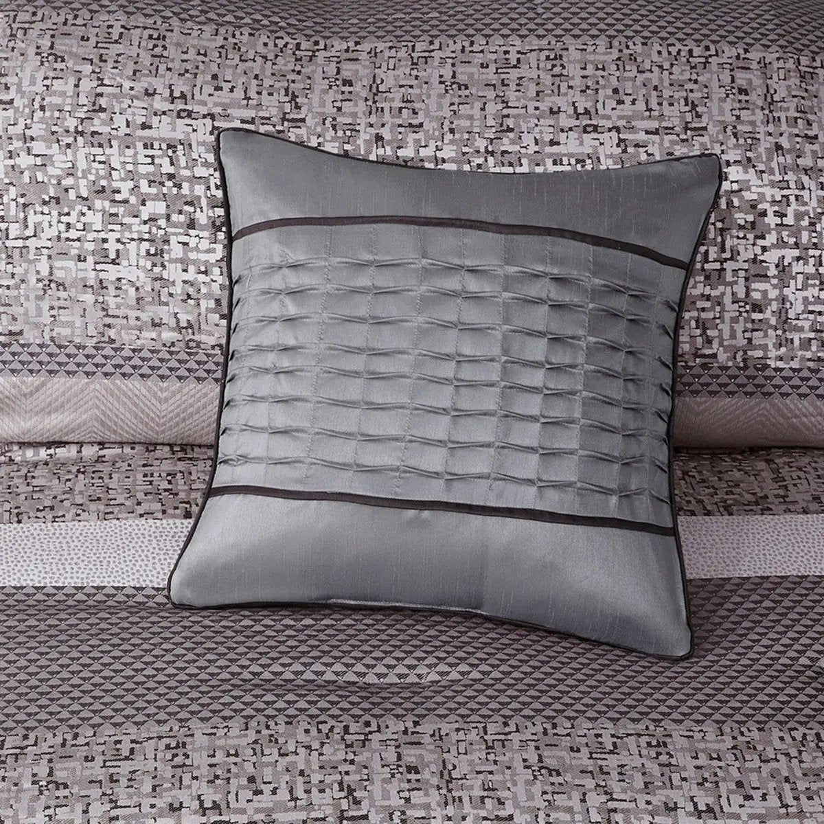 7 Piece Jacquard Comforter Set Grey Taupe King by HouseOfZazla