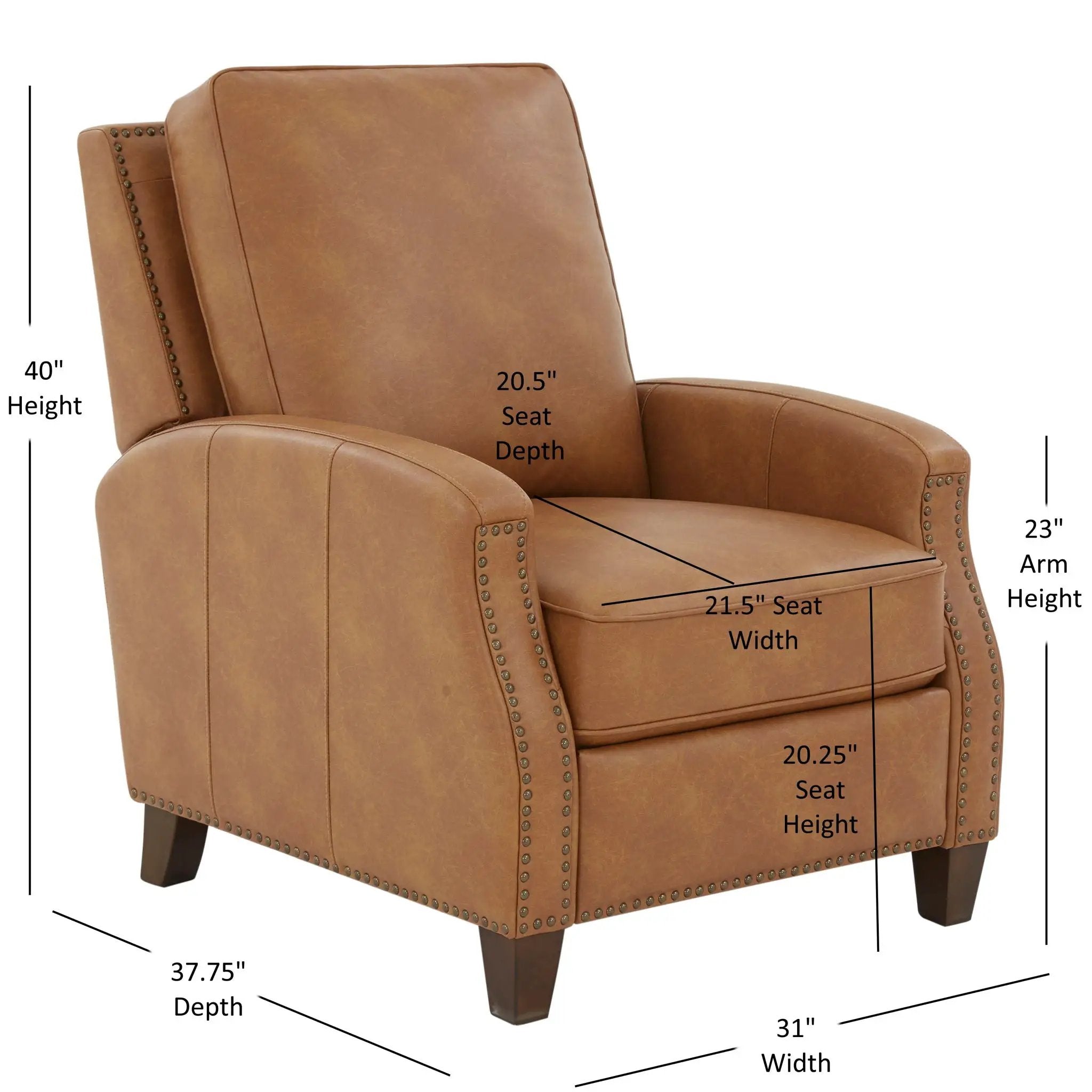 Jack - Push Back Recliner With Track Arms And Nailhead Accents by HouseOfZazla