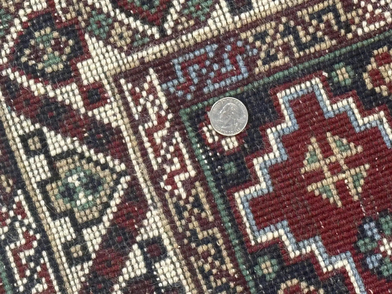 Persian Afshar Rug 4x5 Red Navy Geometric Tribal Wool Carpet by Jewel Rugs