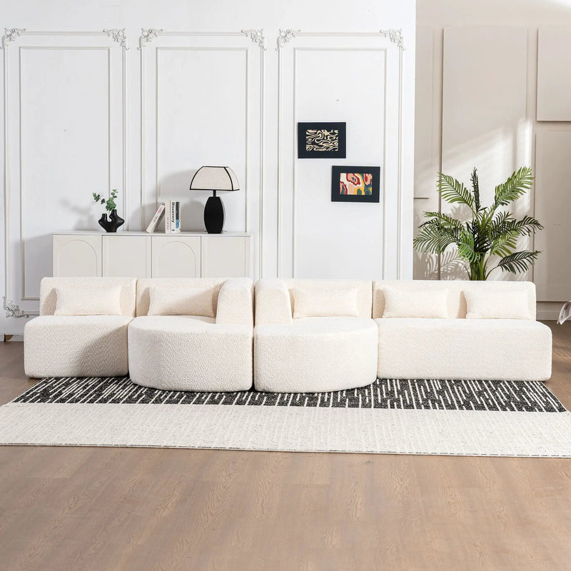 Upholstered Sofa Free Combined Sofa Couch With 2 Chaise Lounge And Five Back Pillows For Living Room by HouseOfZazla