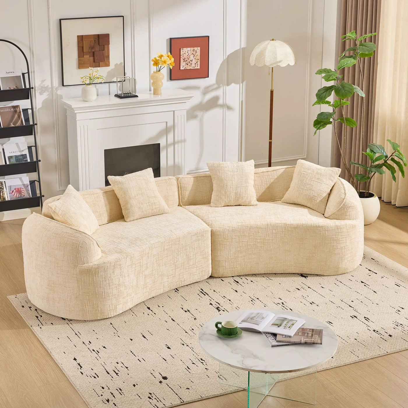 Curved Compressed Sofa, Nordic-Style Design For Living Room by Unique Piece Furniture