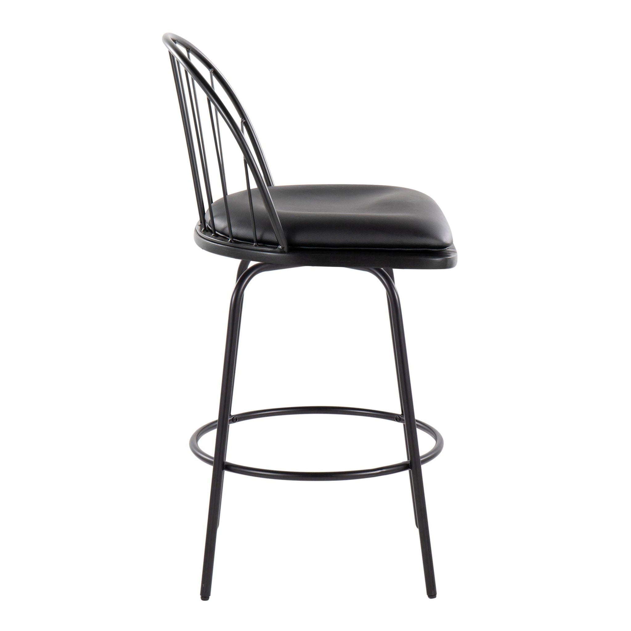 Riley - Claire Farmhouse Fixed Height Counter Stool With Swivel With Round Footrest (Set of 2) by Unique Piece Furniture