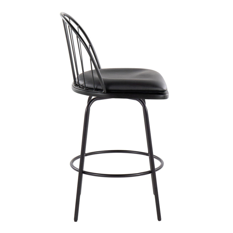 Riley - Claire Farmhouse Fixed Height Counter Stool With Swivel With Round Footrest (Set of 2) by Unique Piece Furniture