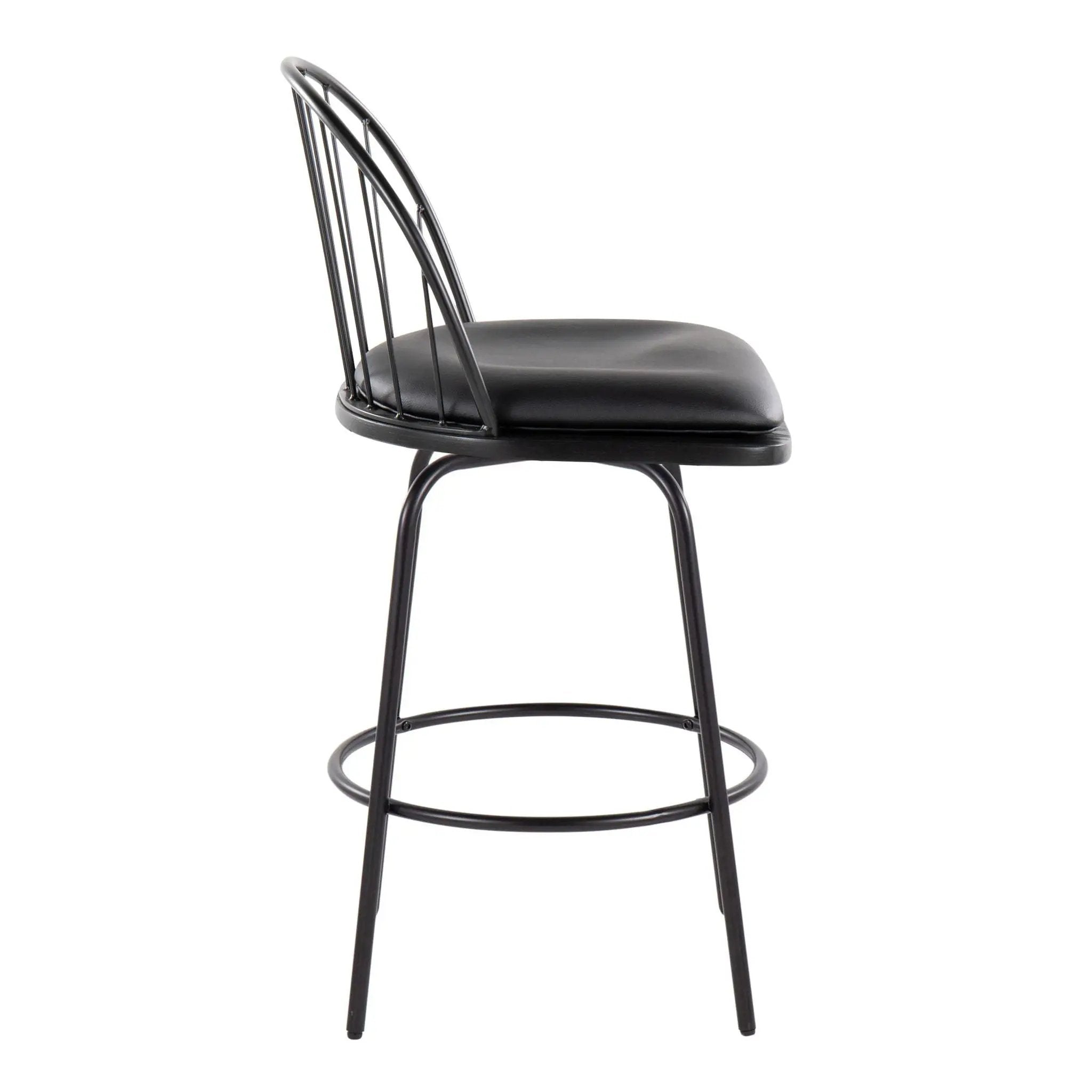 Riley - Claire Farmhouse Fixed Height Counter Stool With Swivel With Round Footrest (Set of 2) by HouseOfZazla