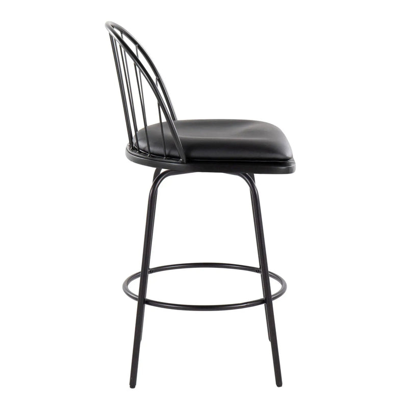 Riley - Claire Farmhouse Fixed Height Counter Stool With Swivel With Round Footrest (Set of 2) by HouseOfZazla