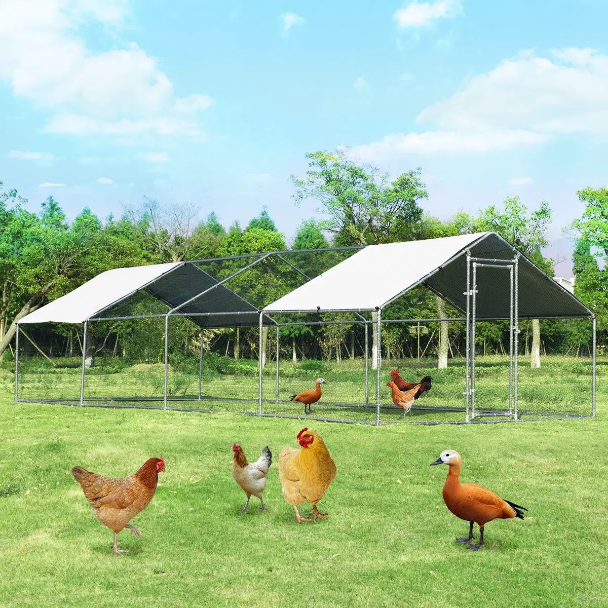 26.2 x 9.5 ft Large Walk-In Chicken Coop with Roof Cover by DirectDeals