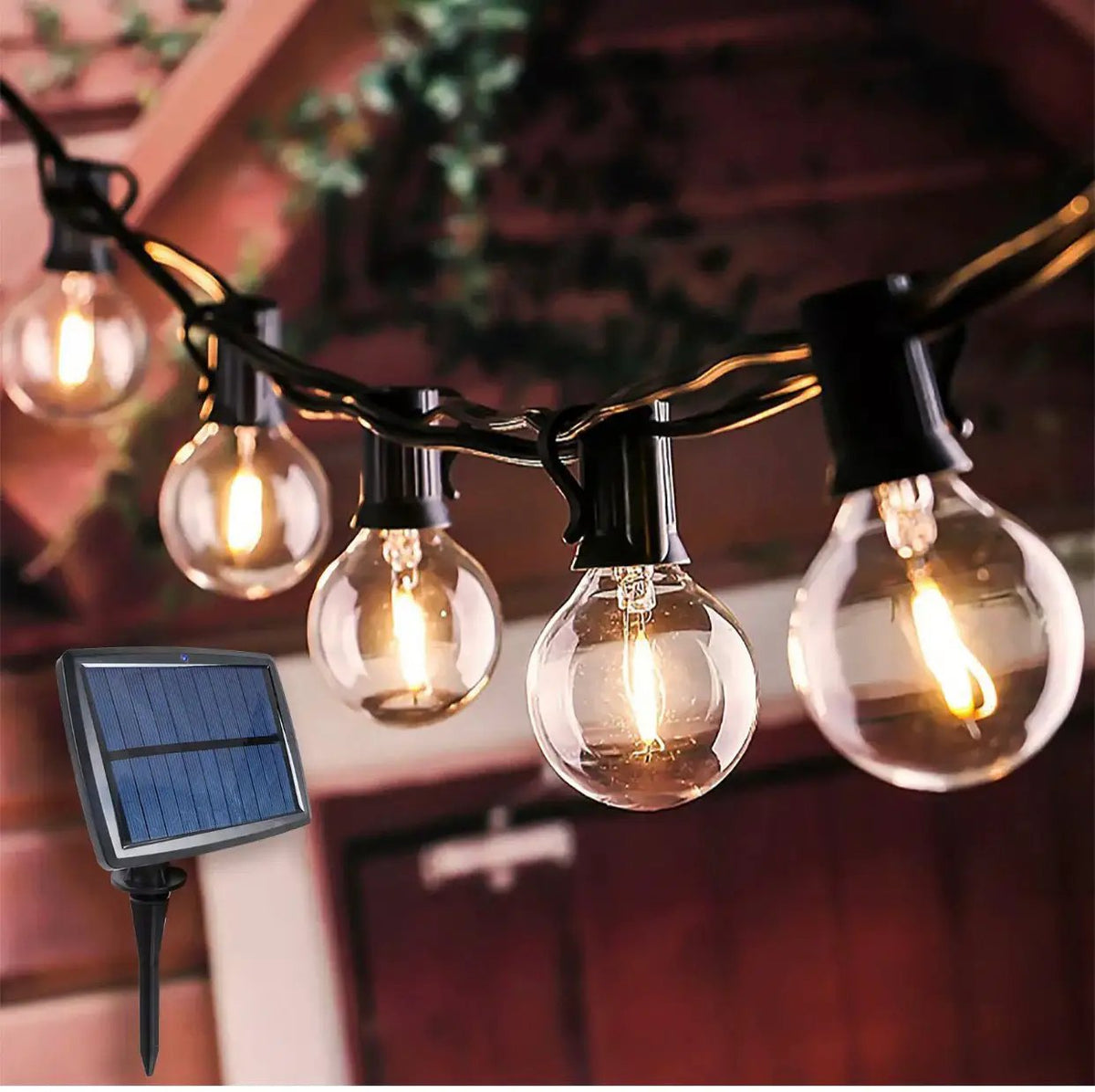 27 Ft Pro - Globe Solar LED Outdoor String Lights – Waterproof, G40 Retro Edison Filament Bulbs -Warm White by Outdoor Solar Outlet