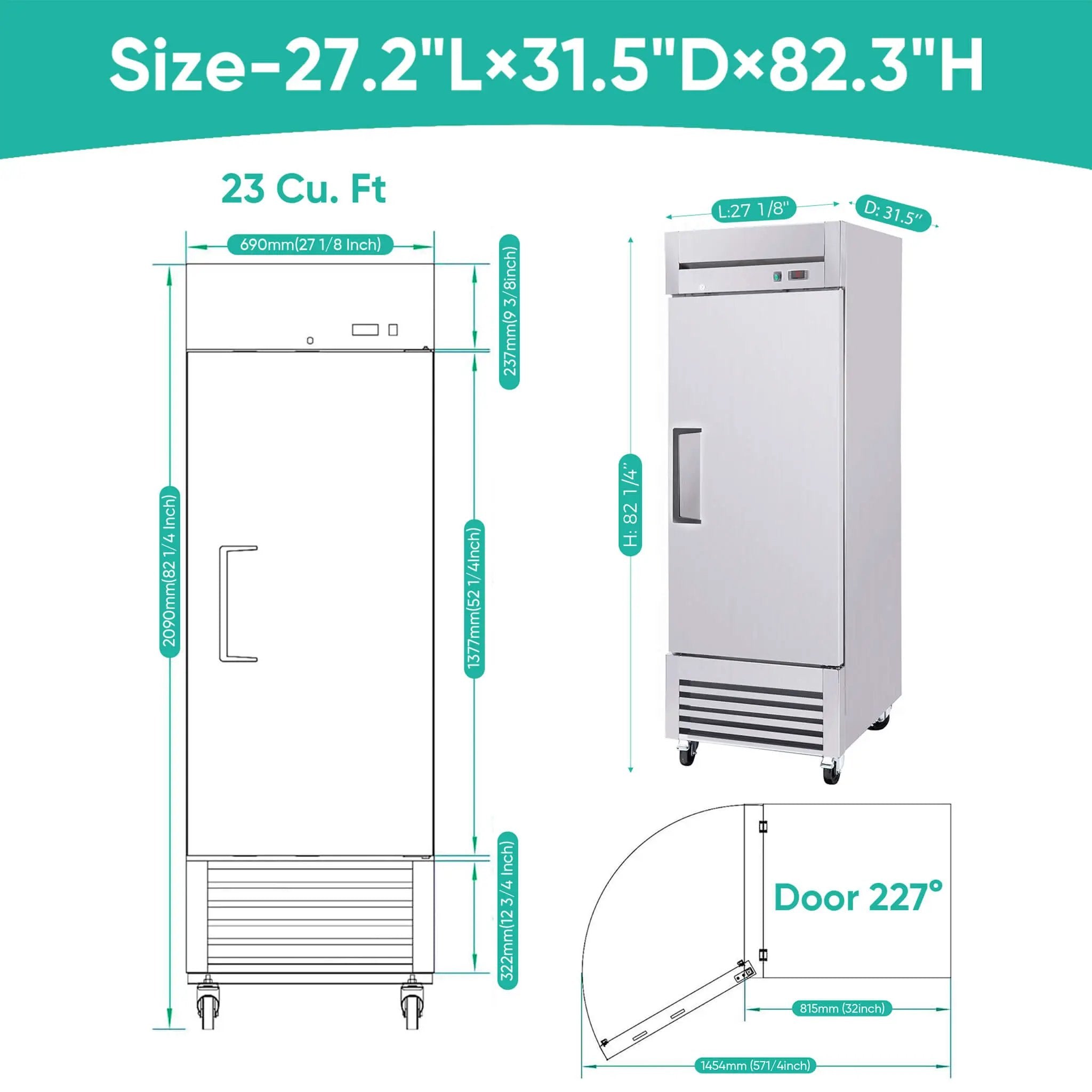 27-Inch 20.5 Cu.Ft Commercial Solid Door Stainless Steel Reach-In Freezer (SAK29705) by SAKSBY WHOLESALE