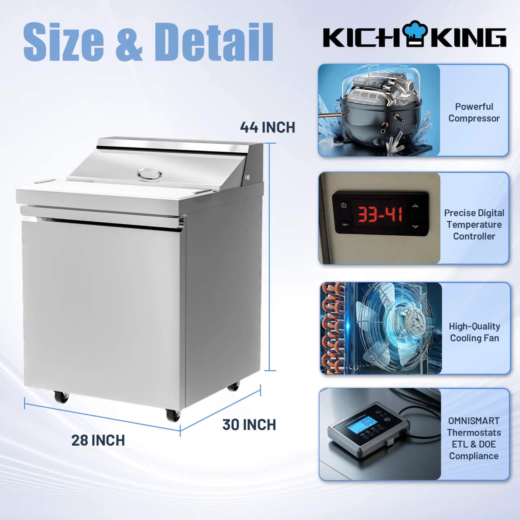 27-Inch 7.4 Cu.Ft Commercial Stainless Steel Sandwich Salad Prep Table Refrigerator (SAK84120) by SAKSBY WHOLESALE
