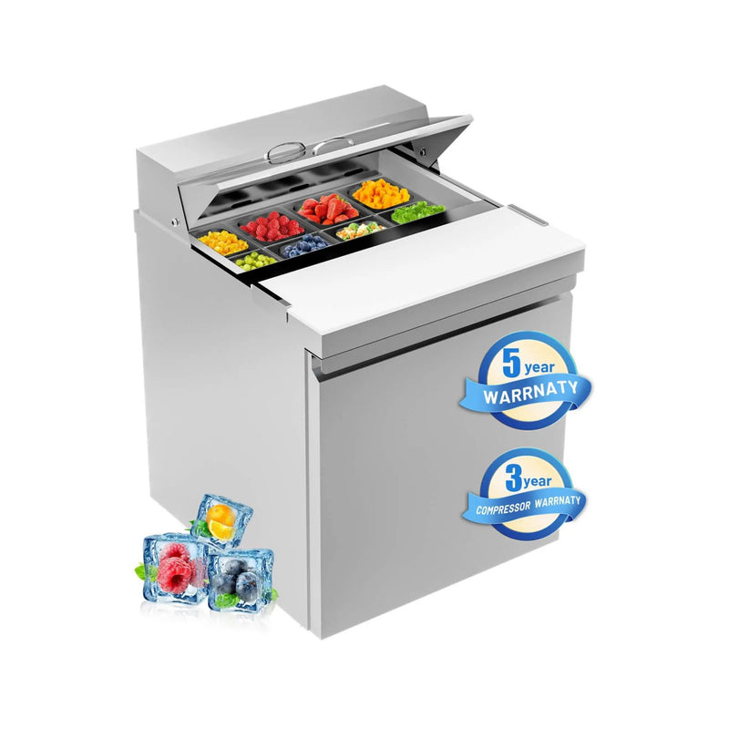 27-Inch 7.4 Cu.Ft Commercial Stainless Steel Sandwich Salad Prep Table Refrigerator (SAK84120) by SAKSBY WHOLESALE