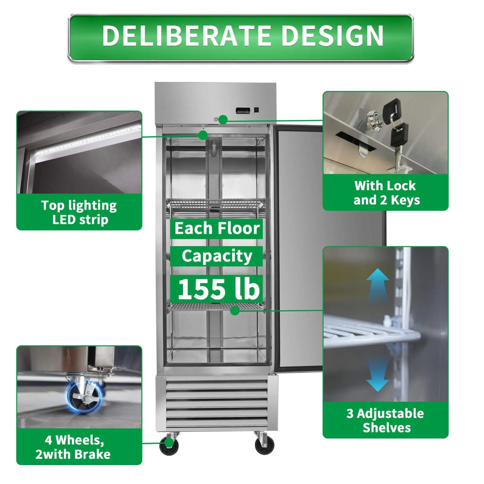27-Inch Commercial 23 Cu.Ft Reach-In Stainless Steel Freezer (SAK96352) by SAKSBY WHOLESALE