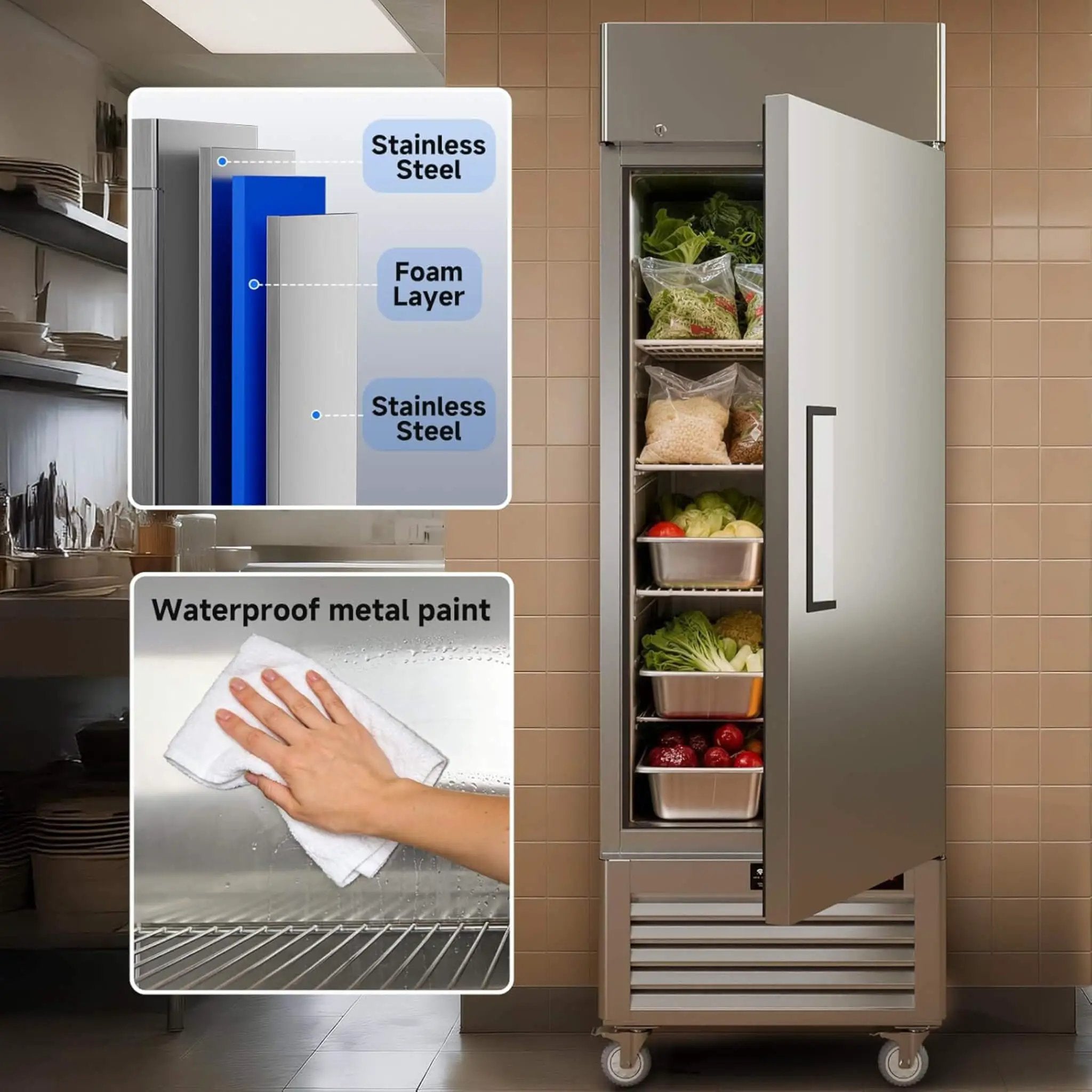 27-Inch Commercial 23 Cu.Ft Single-Door WiFi Refrigerator With Smart App Control (SAK90725) by SAKSBY WHOLESALE