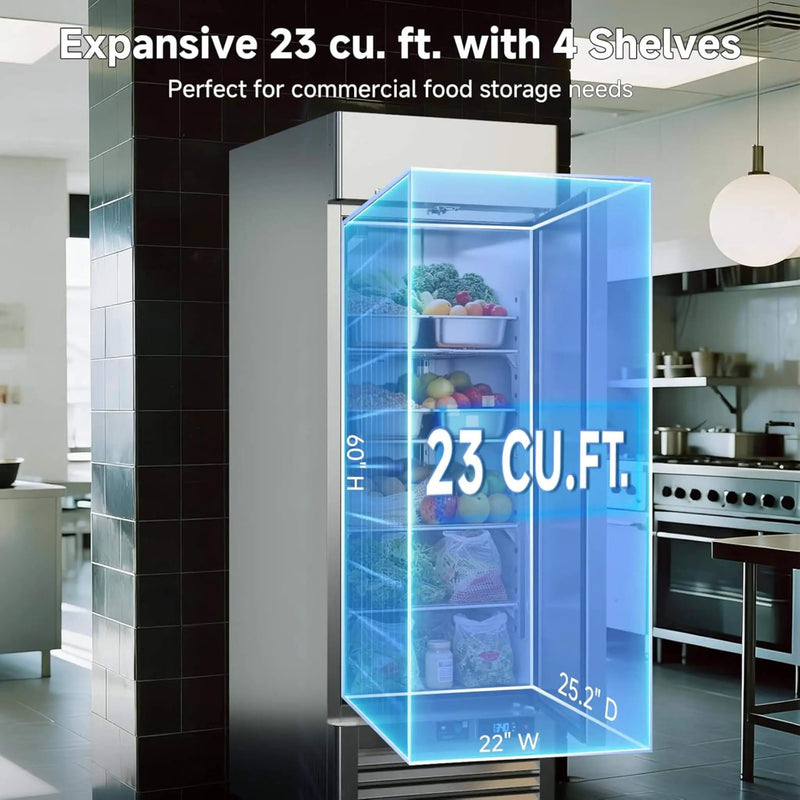 27-Inch Commercial 23 Cu.Ft Single-Door WiFi Refrigerator With Smart App Control (SAK90725) by SAKSBY WHOLESALE