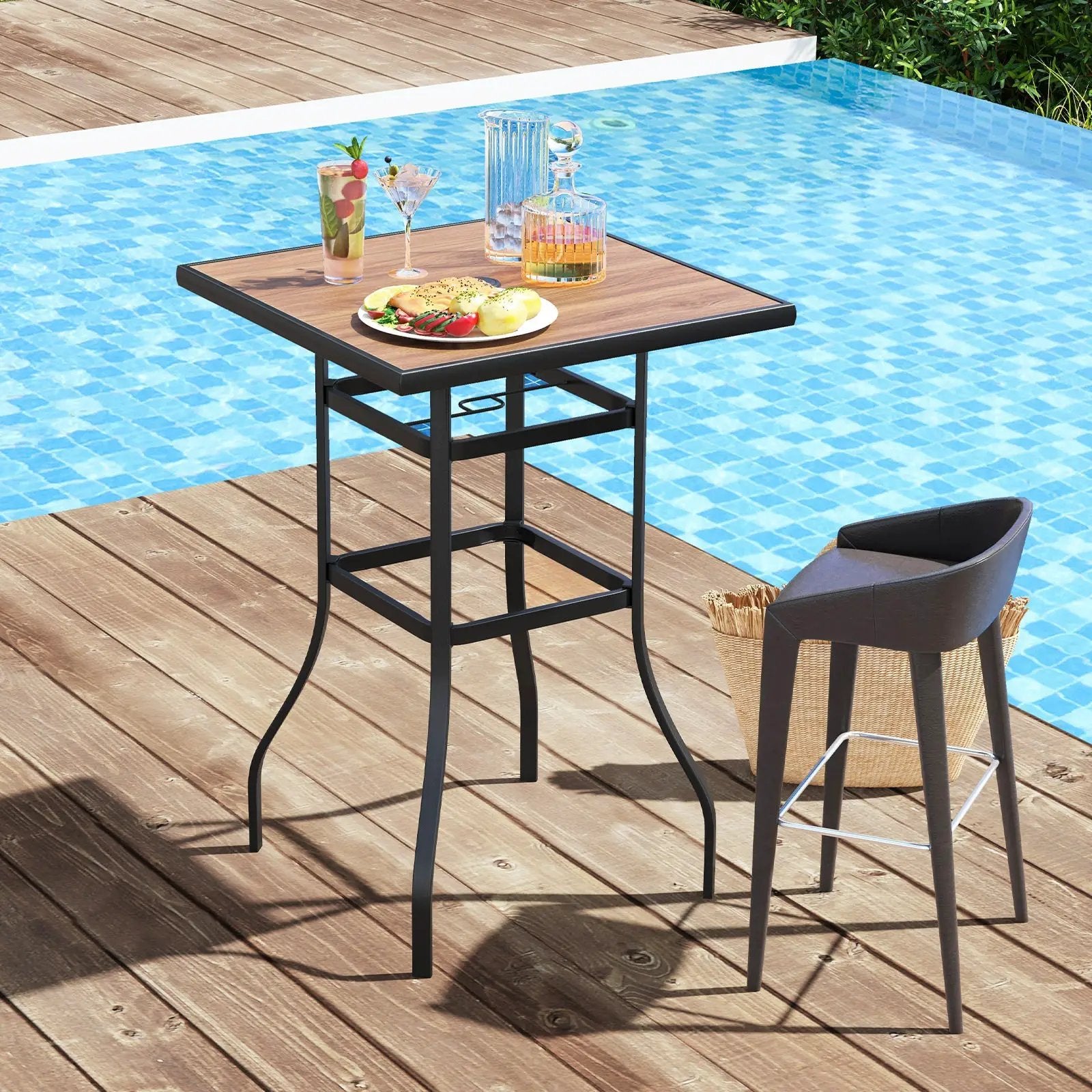 27.5 Inches Patio Bar Table for Garden Backyard Poolside by DirectDeals