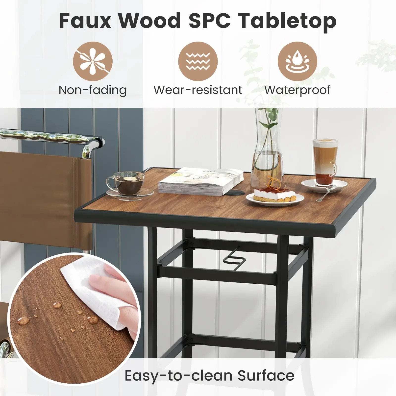 27.5 Inches Patio Bar Table for Garden Backyard Poolside by DirectDeals