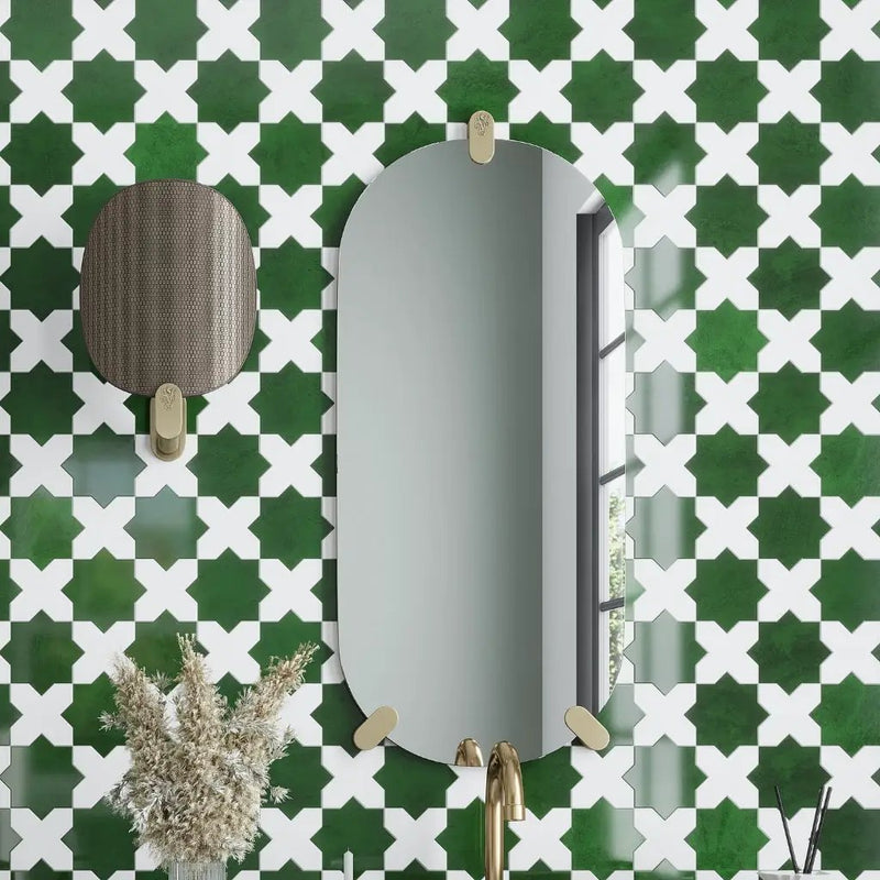Dark Green 5x5 Glossy Star Ceramic Tile (27 pack, 5.37 sq ft/case) by Apollo Tile