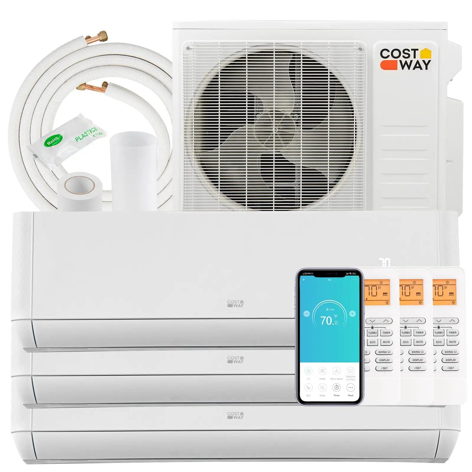 27000 BTU 3 Zone 22 SEER2 Mini Split AC with Heat Pump by DirectDeals
